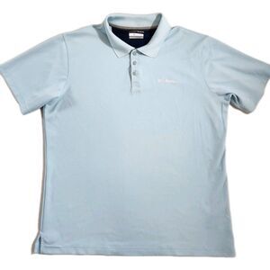 Columbia Polo Light Blue Omni-Wick Mens L Short Sleeve Logo Classic Preppy